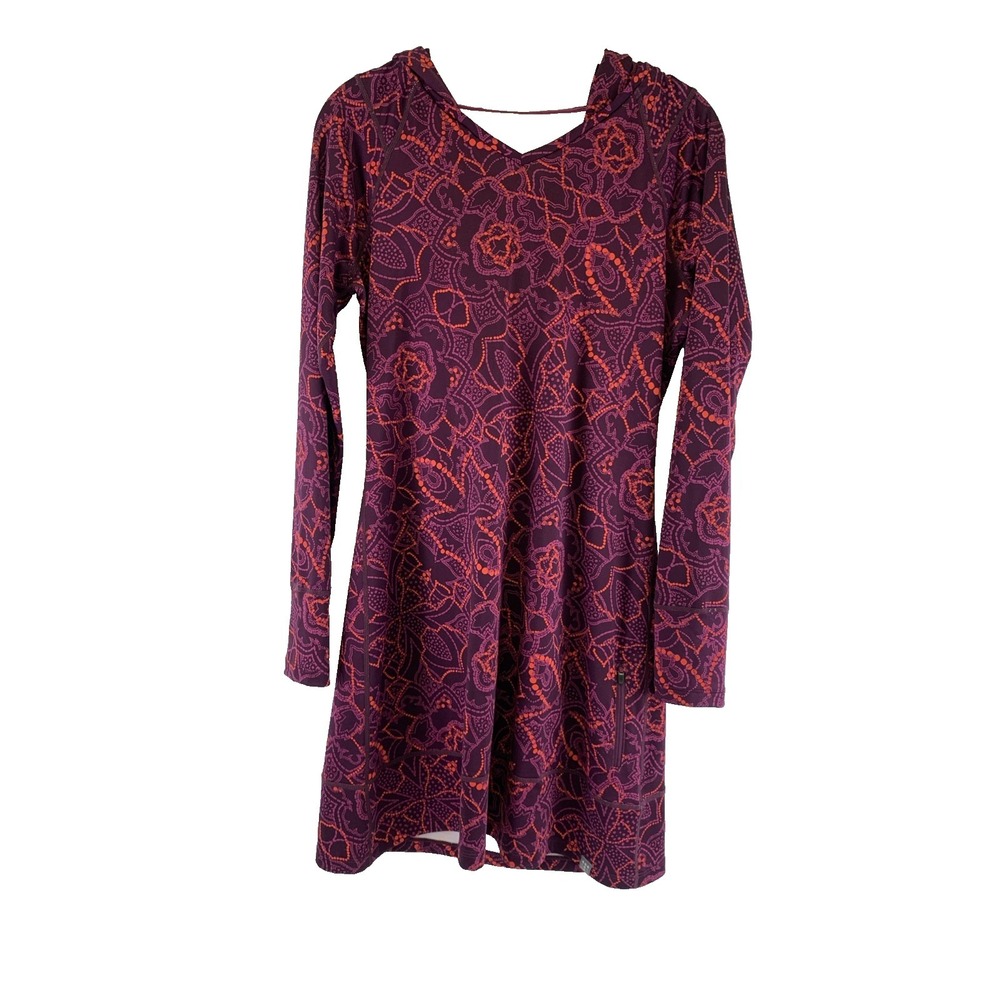 Title Nine Mercury Hood Dress Purple Red Floral Long Sleeves 130904 Womens Small